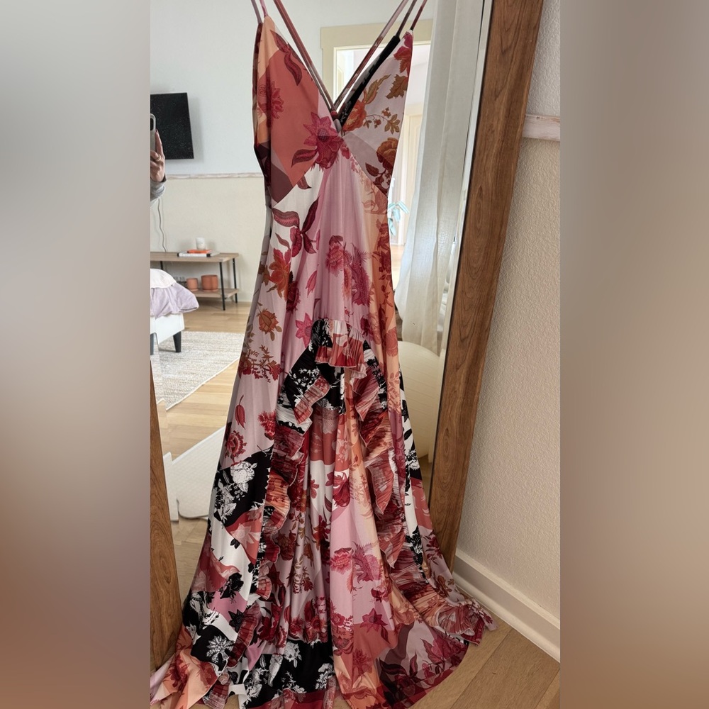ASOS Pink and Black Floral & Paisley Maxi Dress.